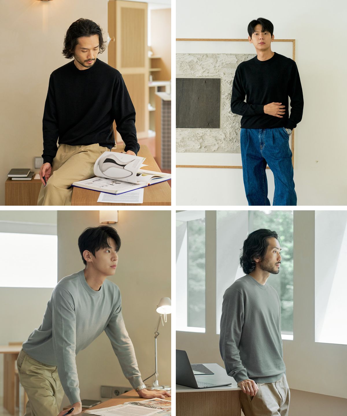 매너그램(MANNERGRAM) 에코베로 라운드 긴팔니트_소프트터치 5color