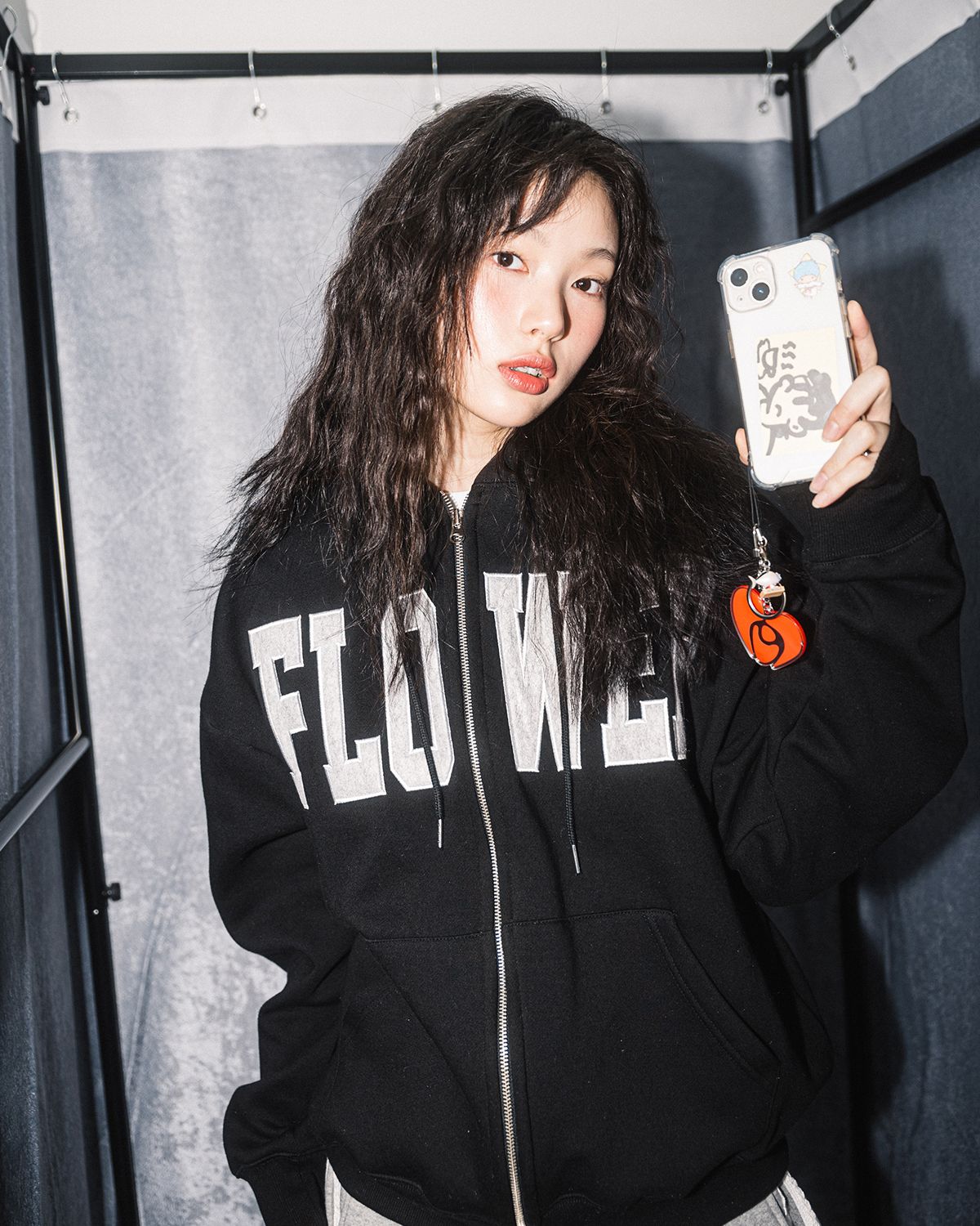 해비즘(HAVISM) FLOWER ZIP UP HOOD(BLACK)