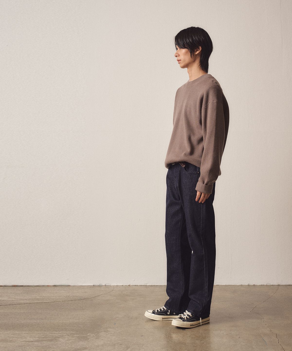 이지오(EZIO) LooseFit Basic Knit_Khaki Beige