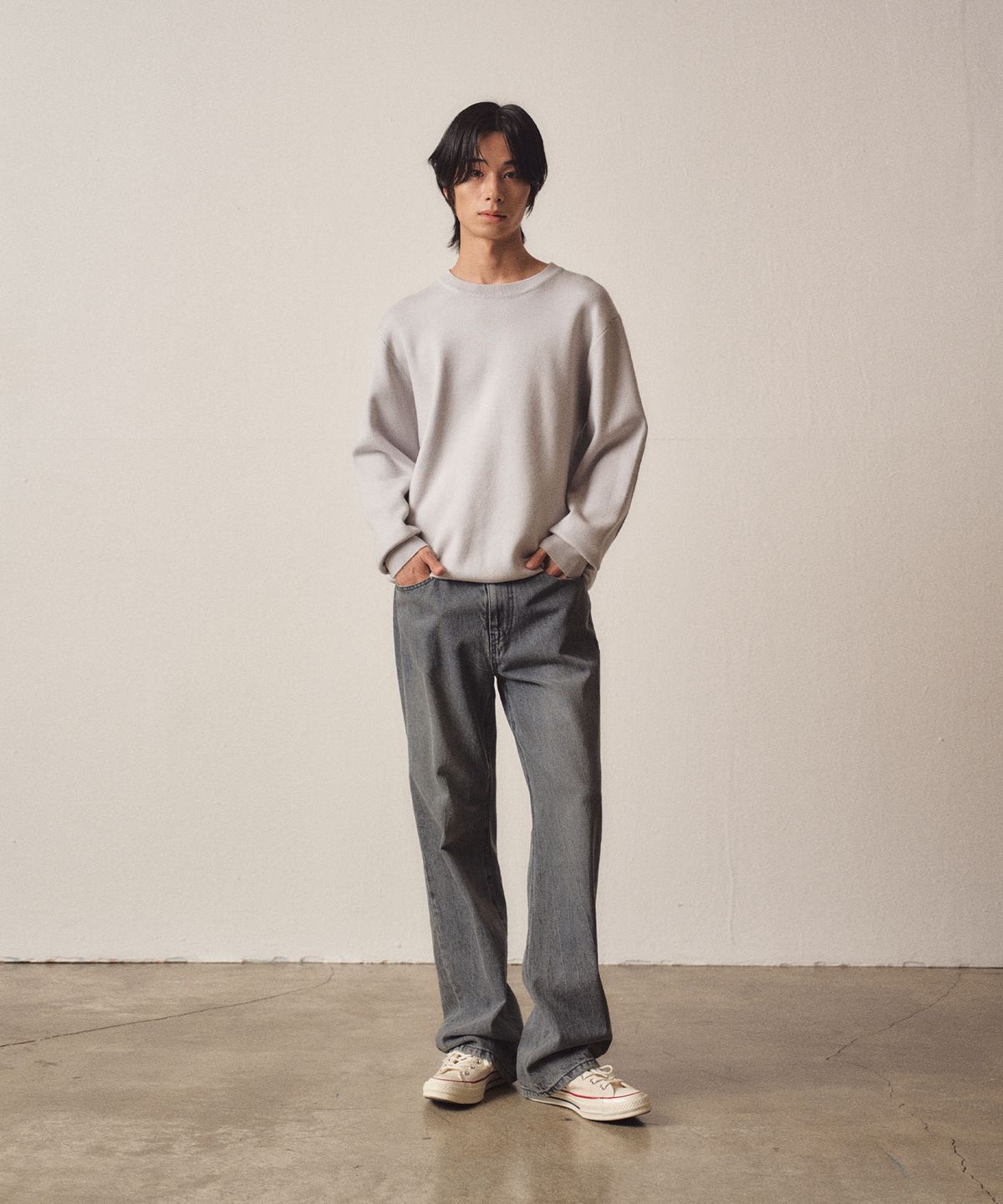 이지오(EZIO) Simple Round Knit_Grey