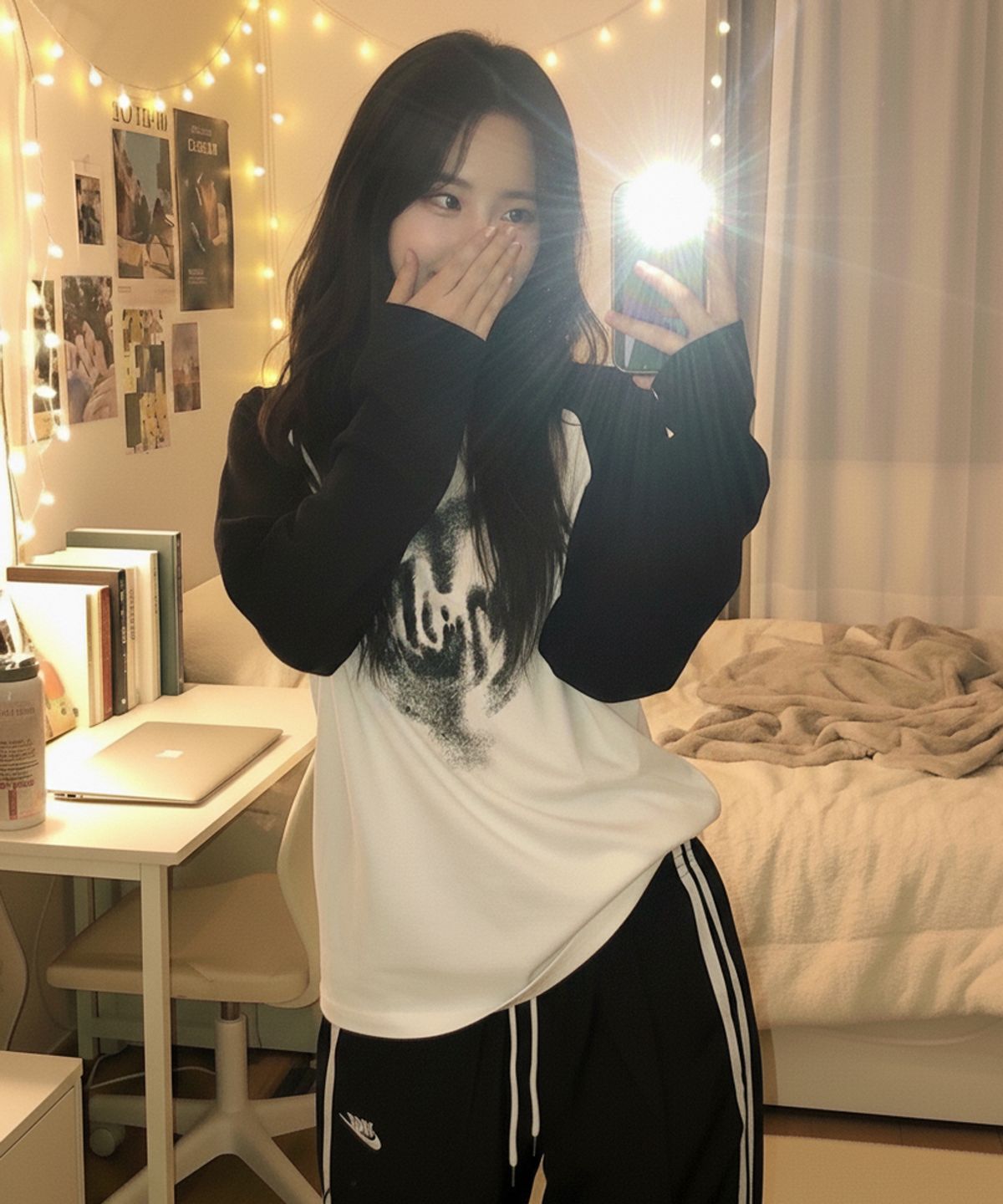 어커버(ACOVER) 하트 스프레이 래글런 롱 슬리브 3color