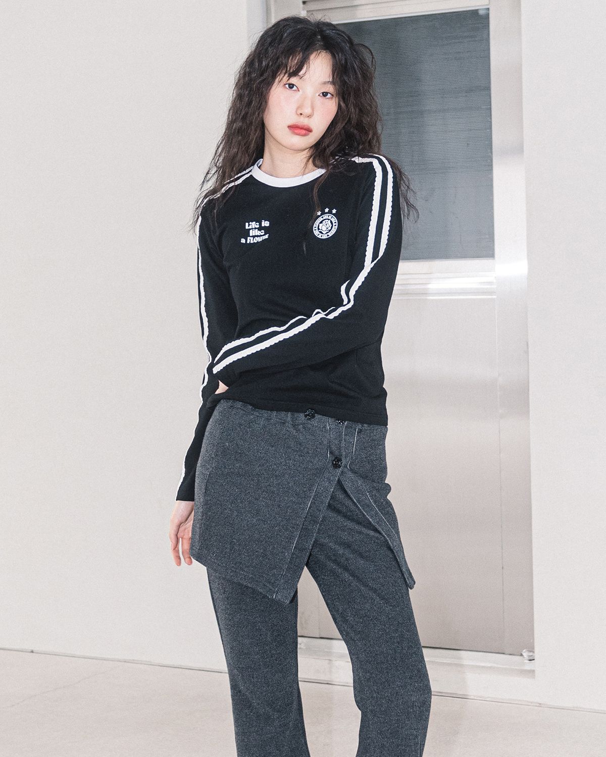 해비즘(HAVISM) W LLF UNIFORM L/S TEE(BLACK)