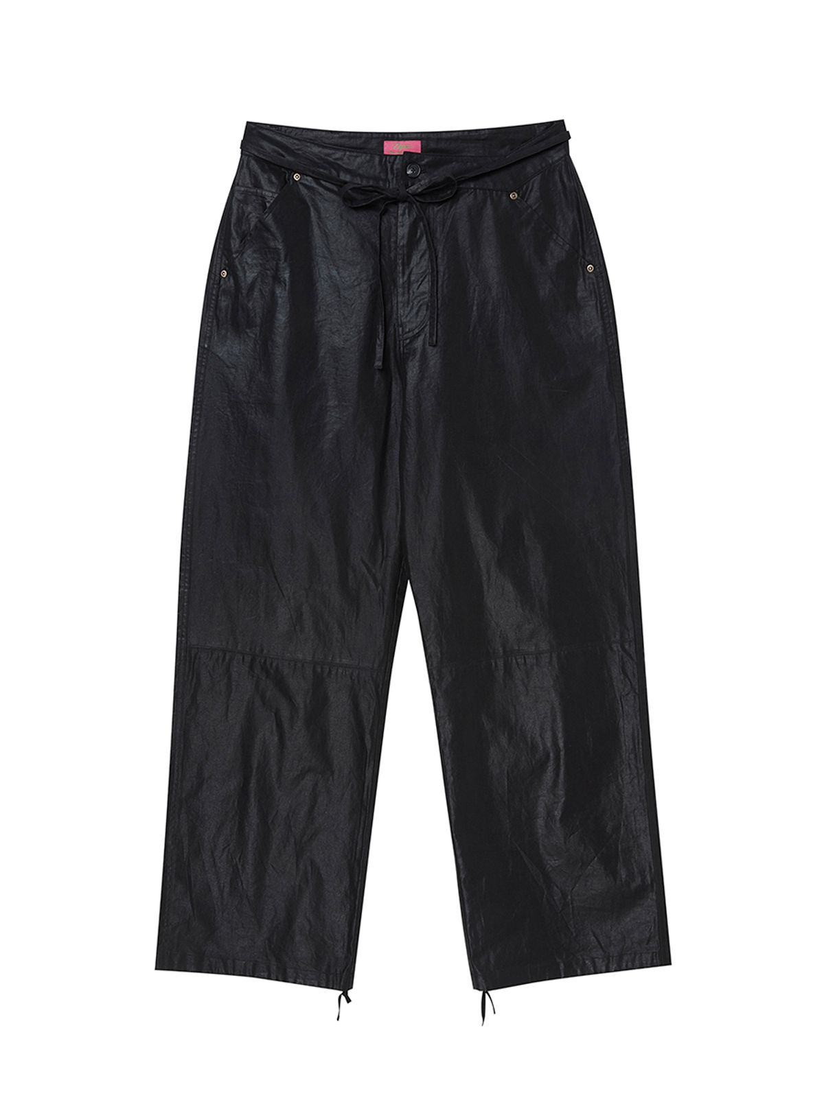 엔와이엑스엑스(NYXX) STRAP BELTED FAUX LEATHER PANTS BLACK