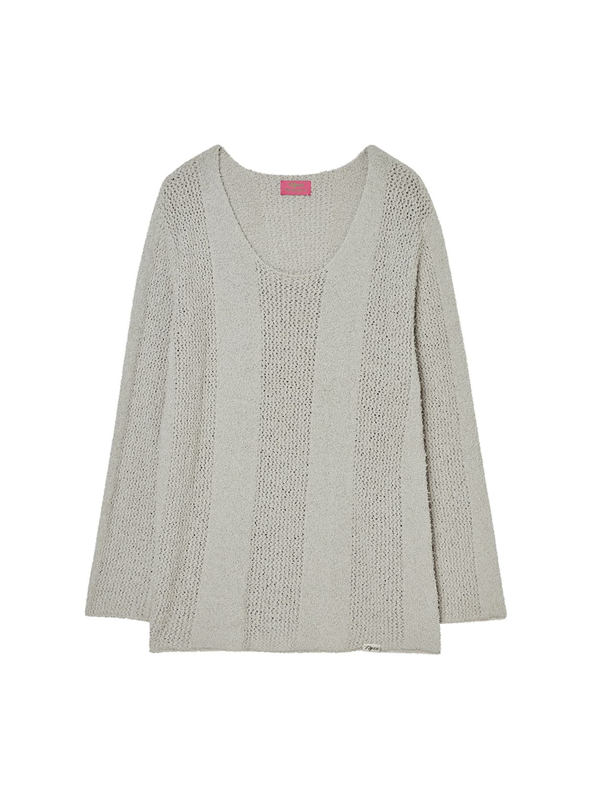 엔와이엑스엑스(NYXX) U-NECK SHEER KNIT LIGHT GRAY