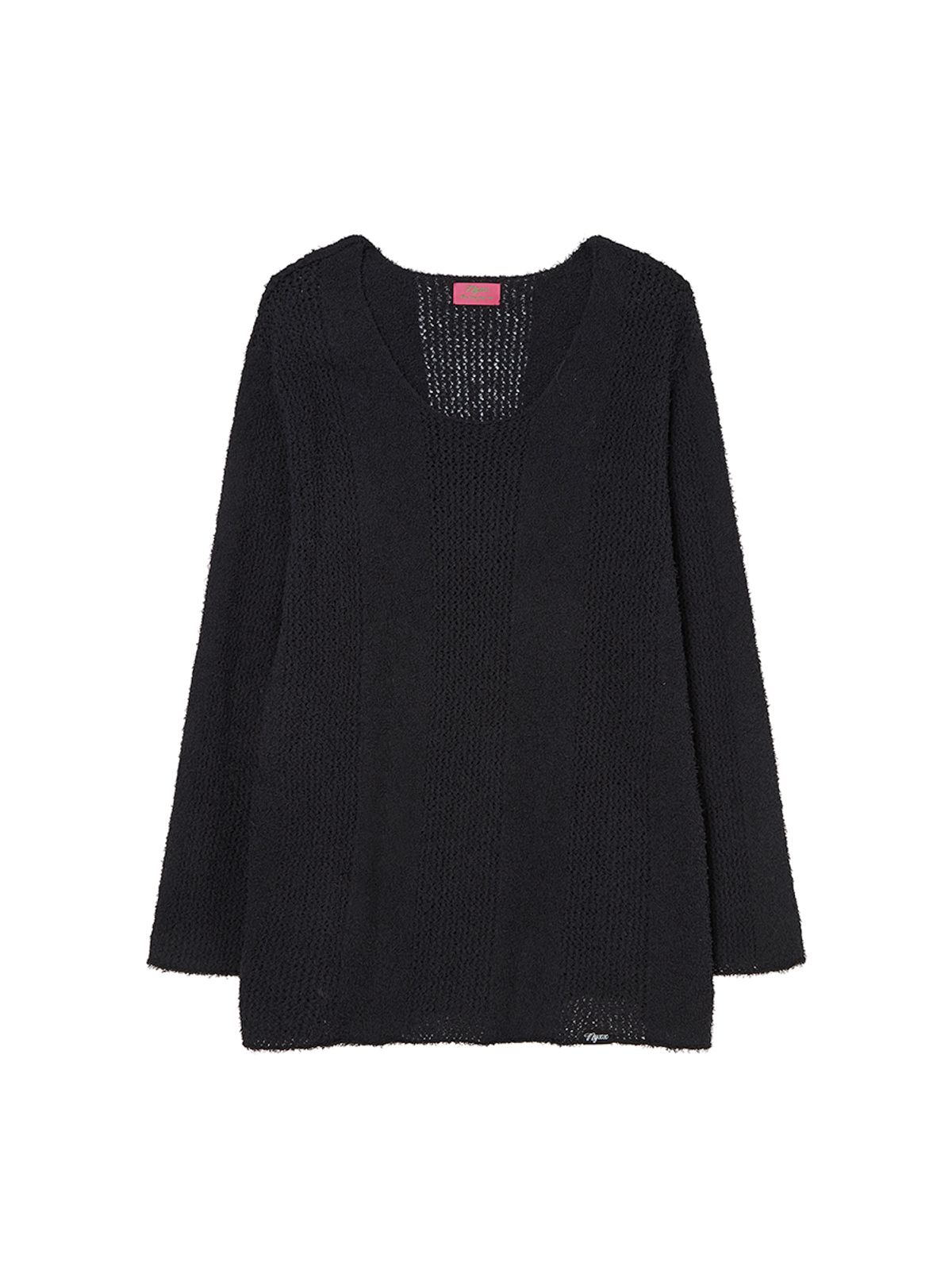 엔와이엑스엑스(NYXX) U-NECK SHEER KNIT BLACK