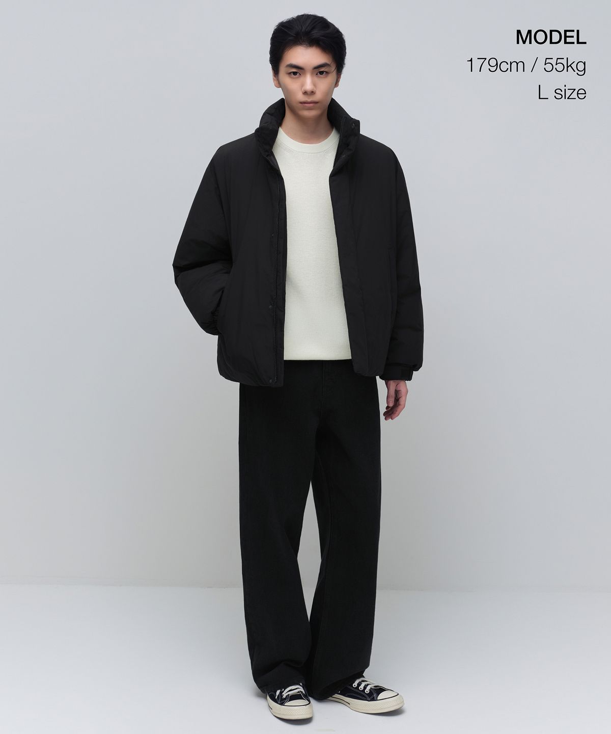 무신사 스탠다드(MUSINSA STANDARD) 데일리 푸퍼 미니멀 숏 패딩 재킷 [블랙]