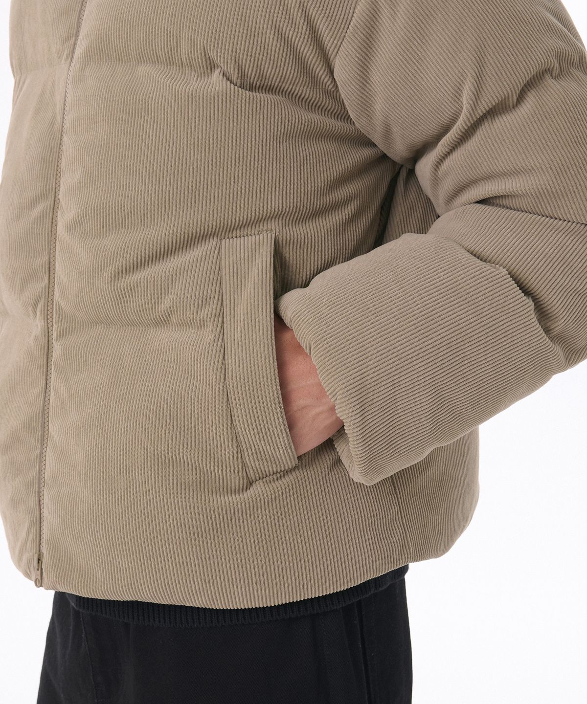 무신사 스탠다드(MUSINSA STANDARD) 데일리 푸퍼 코듀로이 숏 패딩 재킷 [베이지]