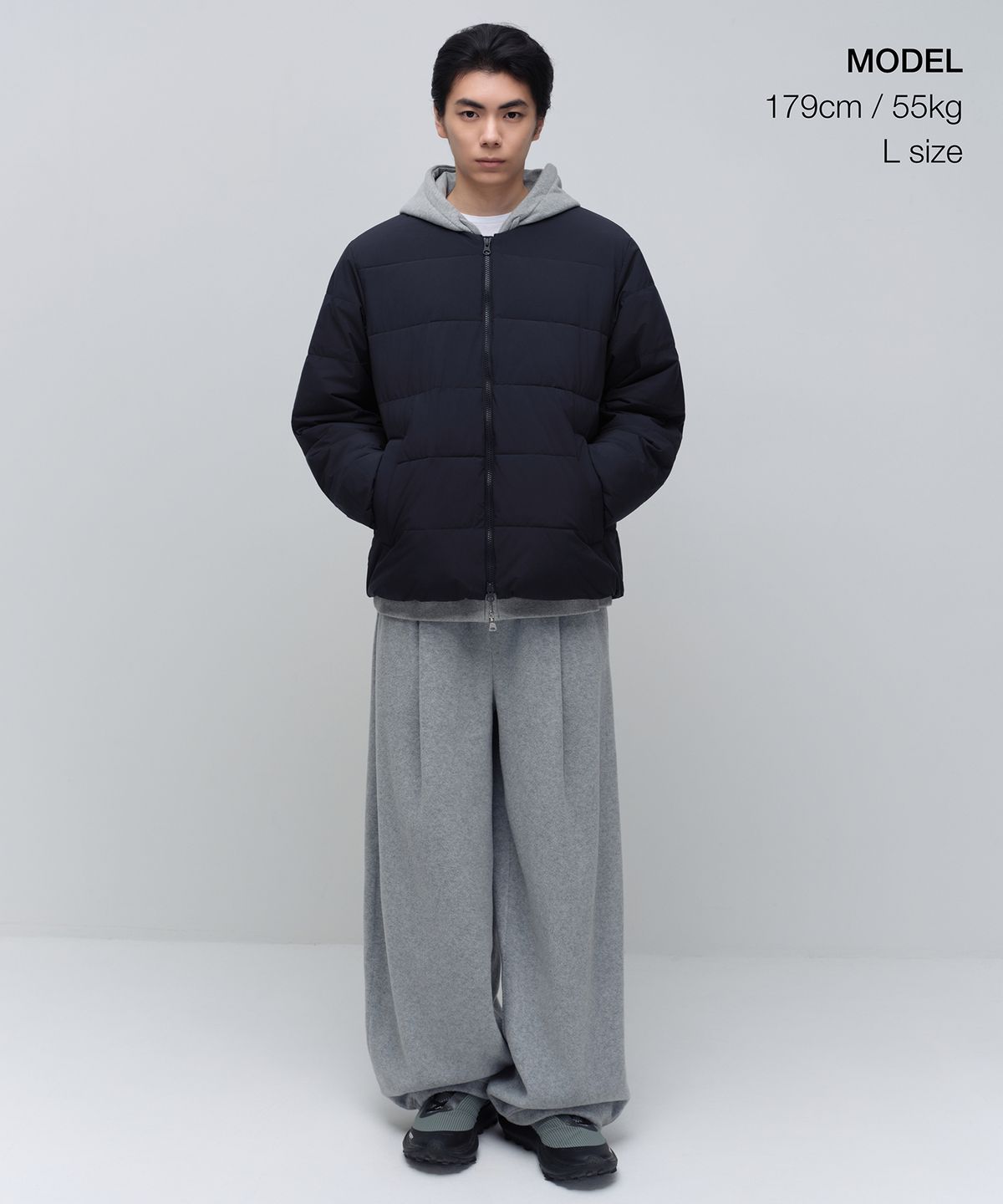 무신사 스탠다드(MUSINSA STANDARD) 데일리 푸퍼 칼라리스 패딩 재킷 [네이비]