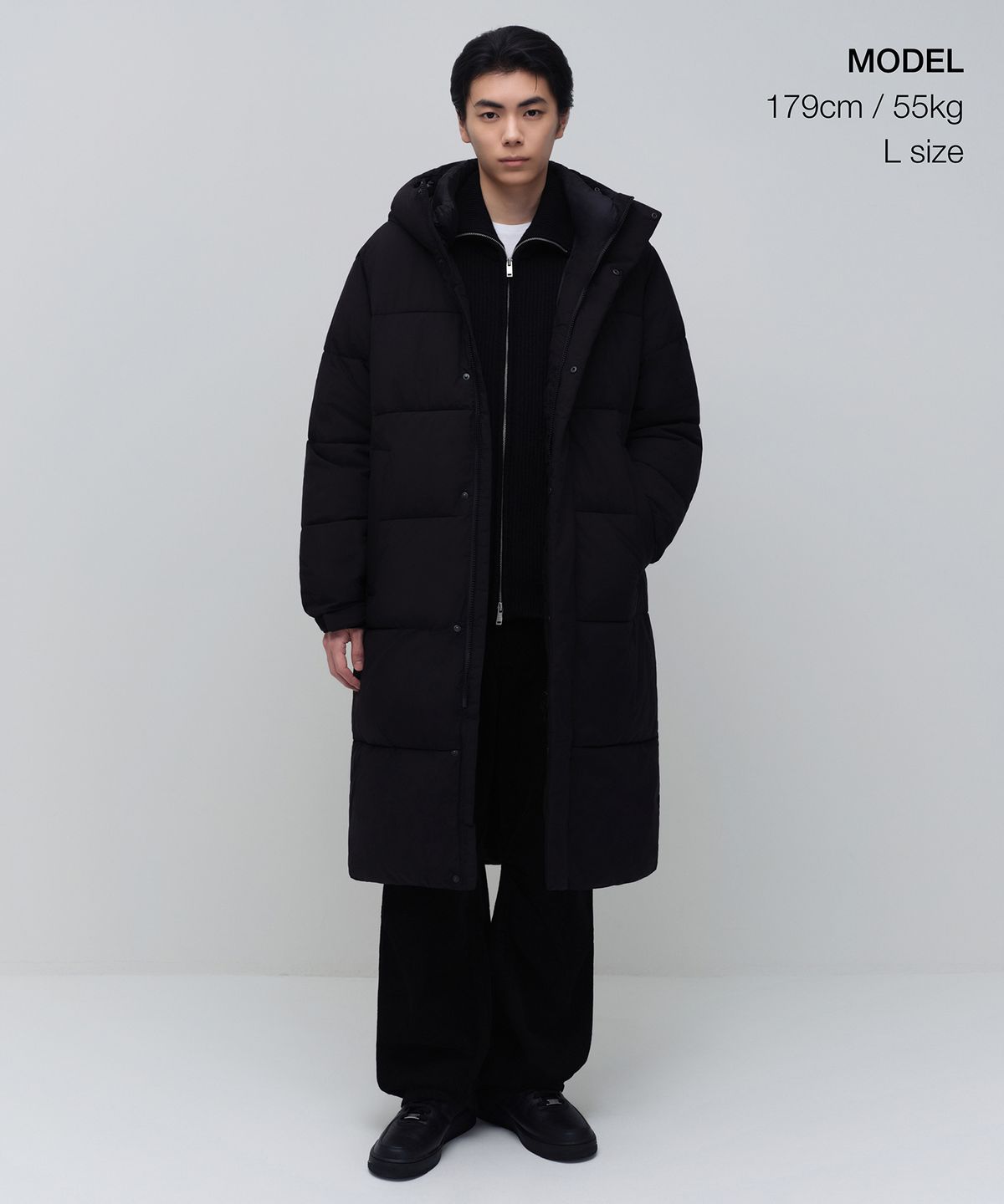 무신사 스탠다드(MUSINSA STANDARD) 데일리 푸퍼 롱 패딩 파카 [블랙]