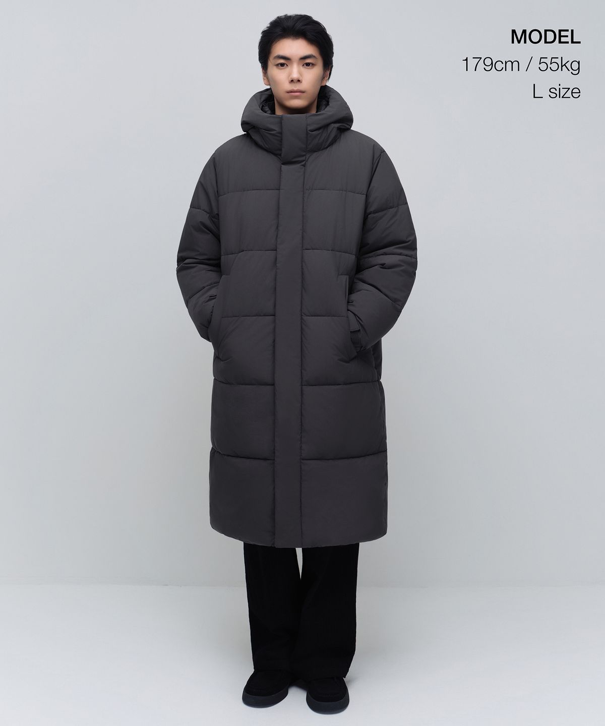 무신사 스탠다드(MUSINSA STANDARD) 데일리 푸퍼 롱 패딩 파카 [다크 그레이]