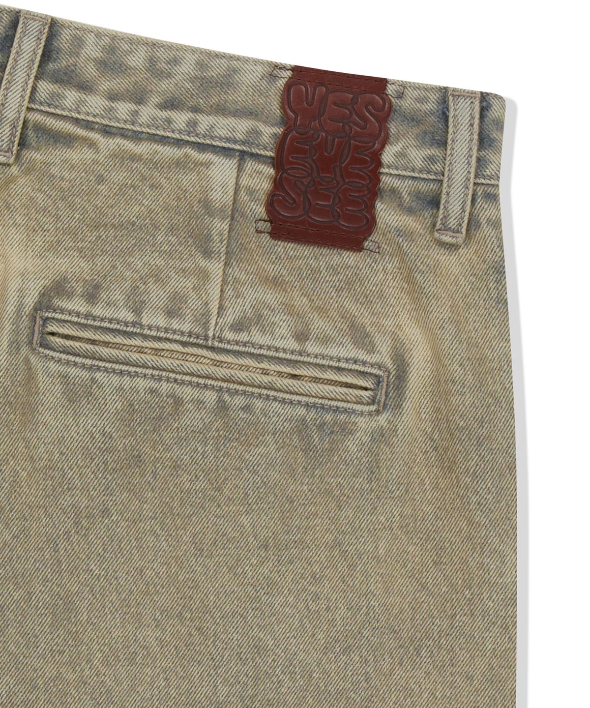 예스아이씨(YESEYESEE) Two Tucked Hairy Denim Pants Taupe