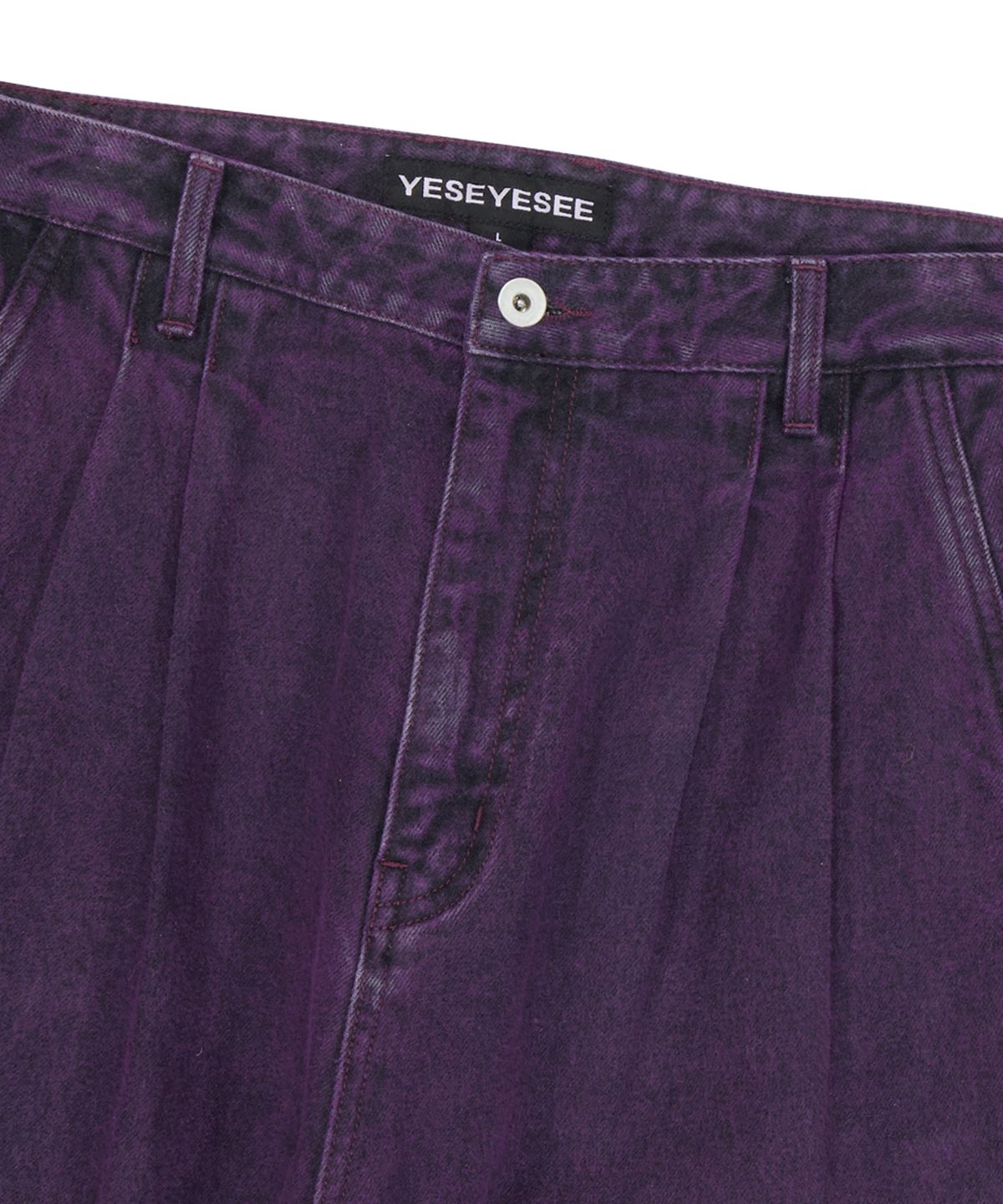 예스아이씨(YESEYESEE) Two Tucked Hairy Denim Pants Purple