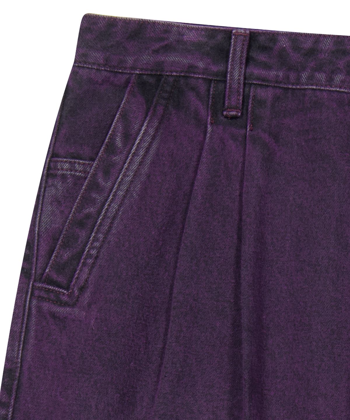 예스아이씨(YESEYESEE) Two Tucked Hairy Denim Pants Purple