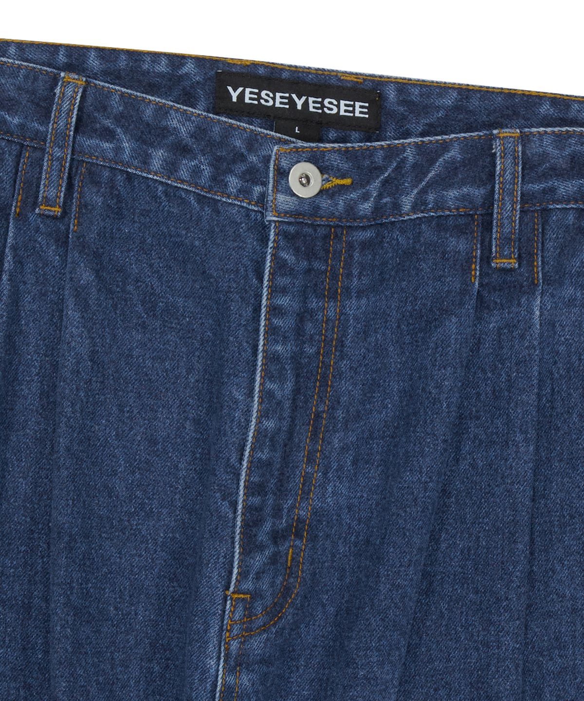 예스아이씨(YESEYESEE) Two Tucked Hairy Denim Pants Indigo