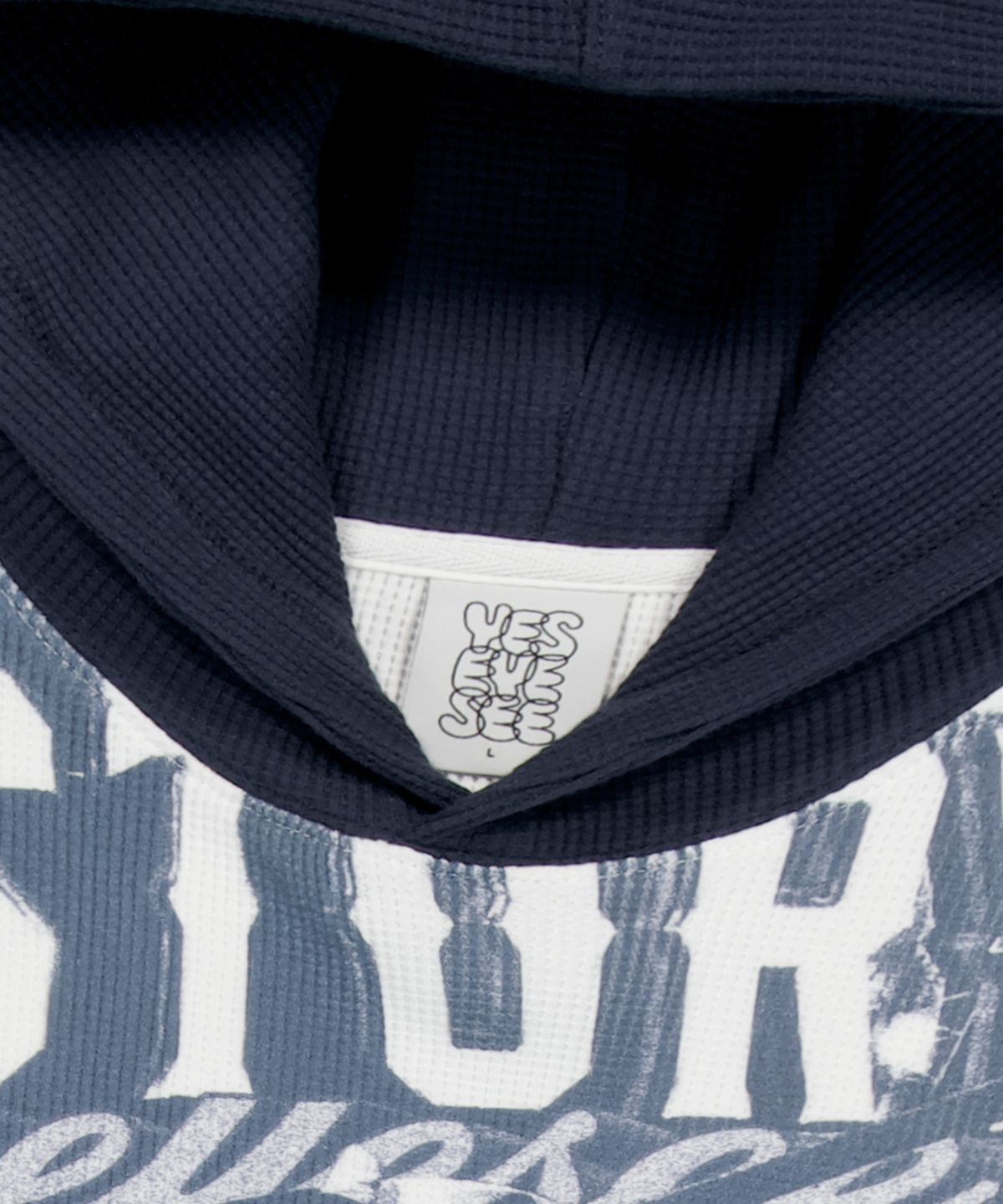 예스아이씨(YESEYESEE) Baseball Waffle Hoodie Navy