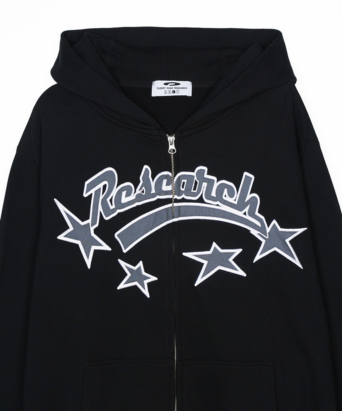 에프디알(FDR) Star Logo Applique Hood Zip-Up Black