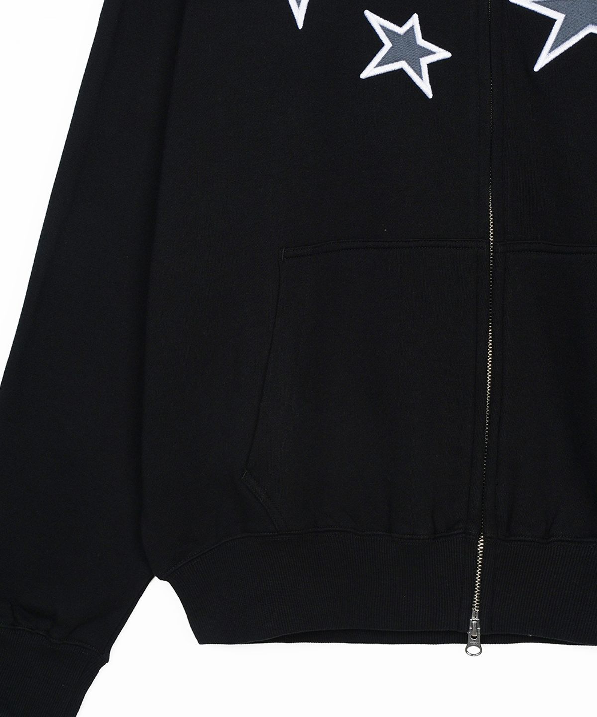 에프디알(FDR) Star Logo Applique Hood Zip-Up Black