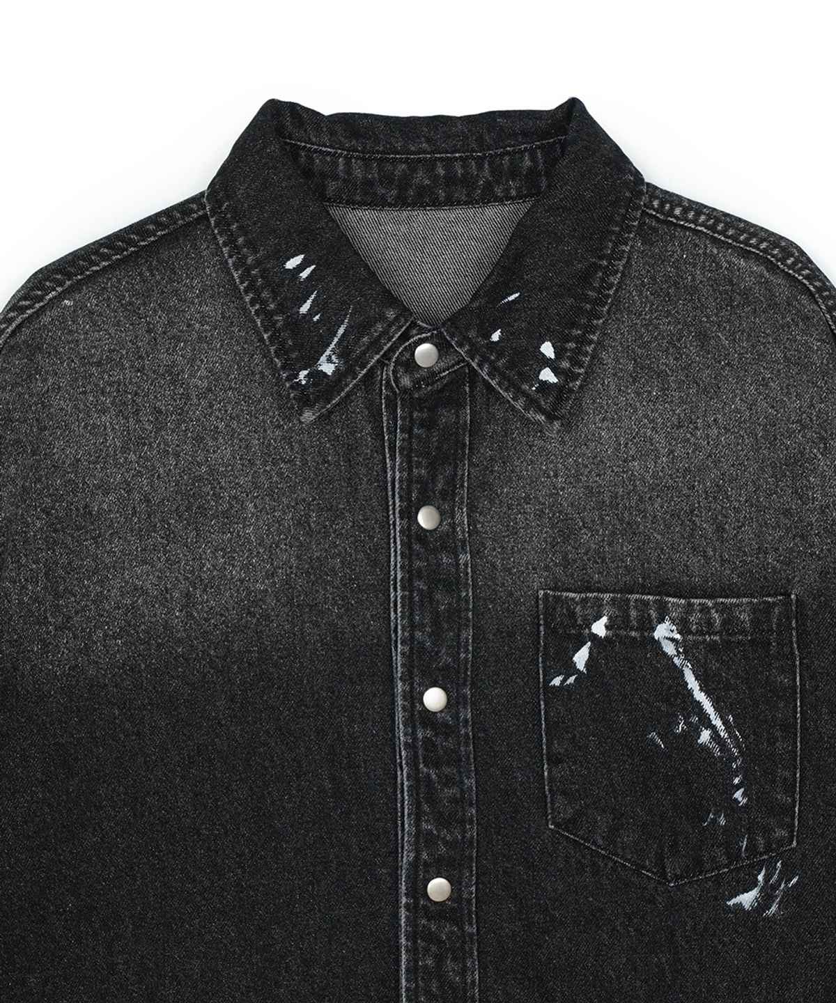 에프디알(FDR) Vintage Washed Pocket Denim Shirt Black