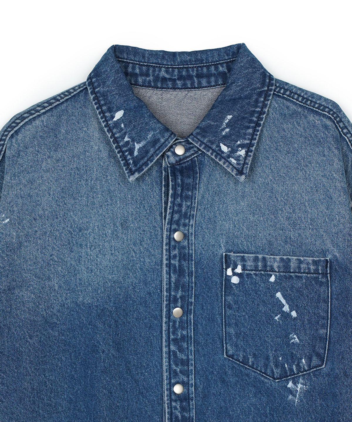 에프디알(FDR) Vintage Washed Pocket Denim Shirt Blue