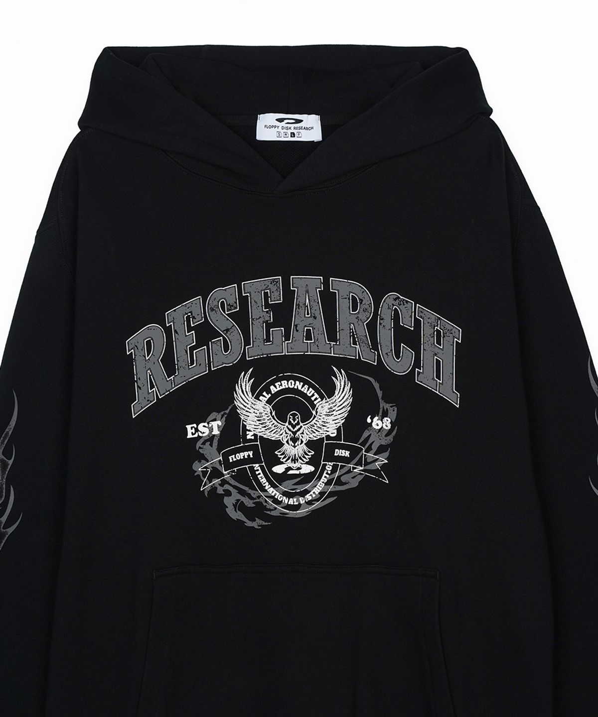 에프디알(FDR) Crack Eagle Research Logo Hoodie Black