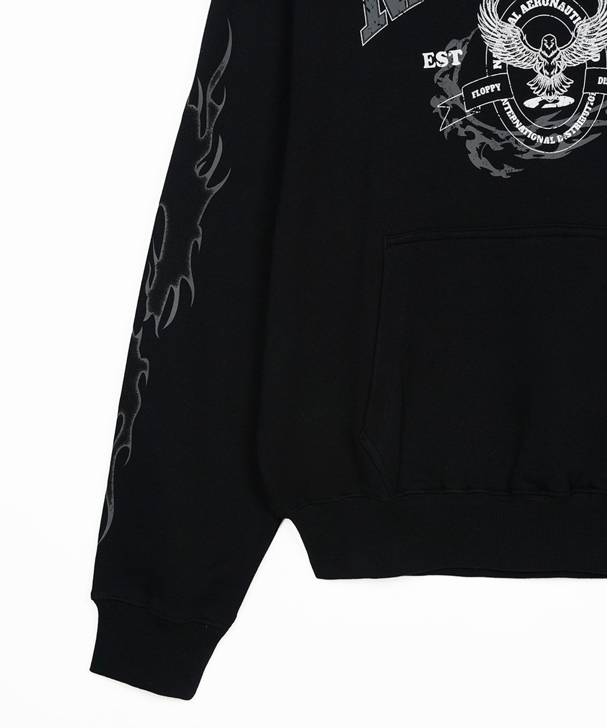 에프디알(FDR) Crack Eagle Research Logo Hoodie Black