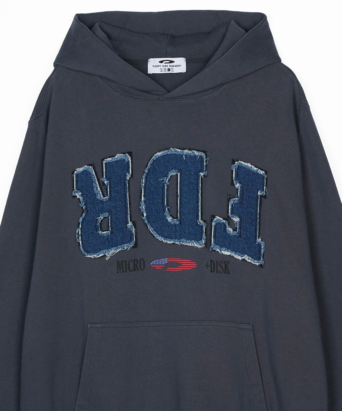 에프디알(FDR) Washing Applique USA Micro Disk Hoodie Slate Gray