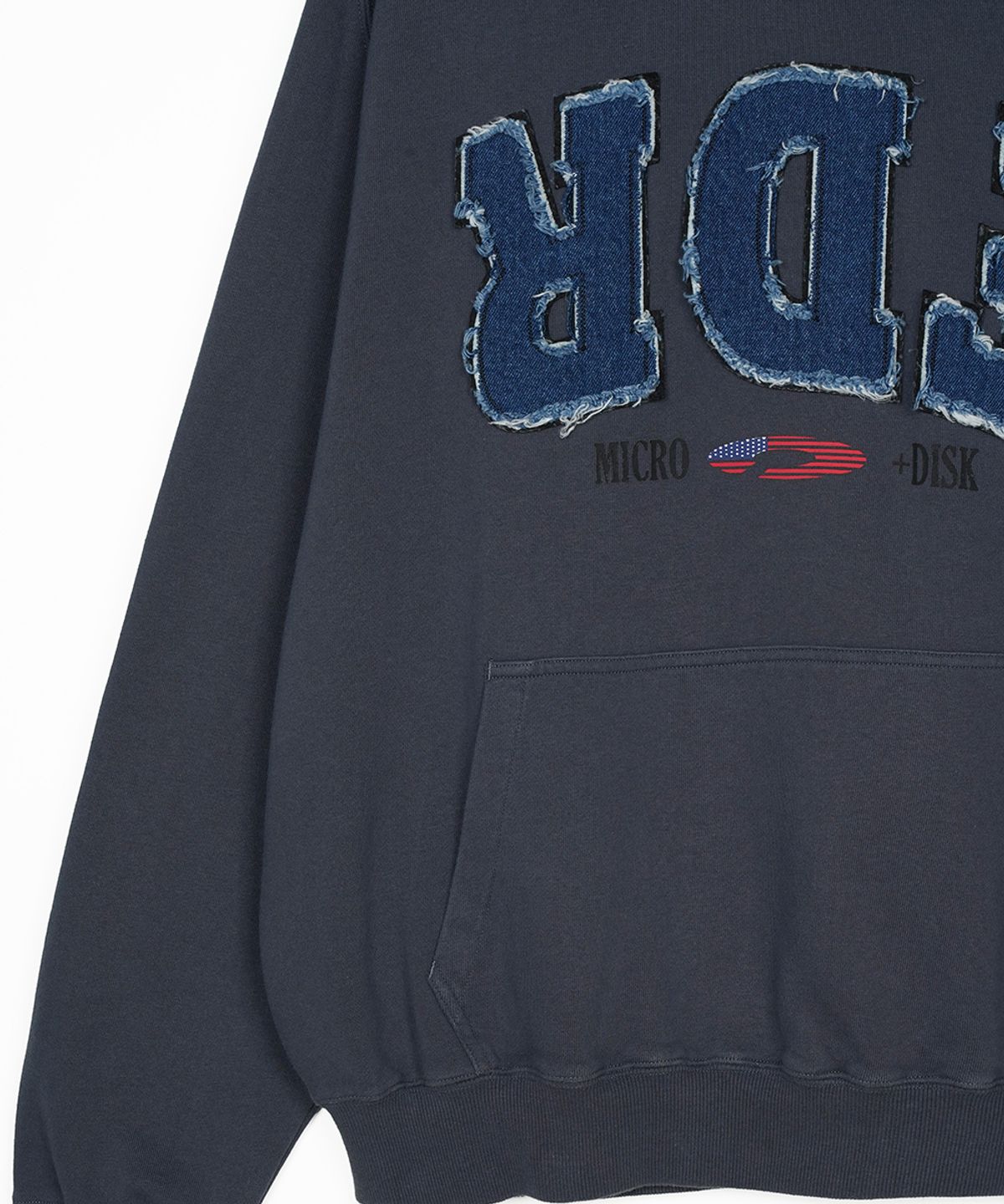 에프디알(FDR) Washing Applique USA Micro Disk Hoodie Slate Gray