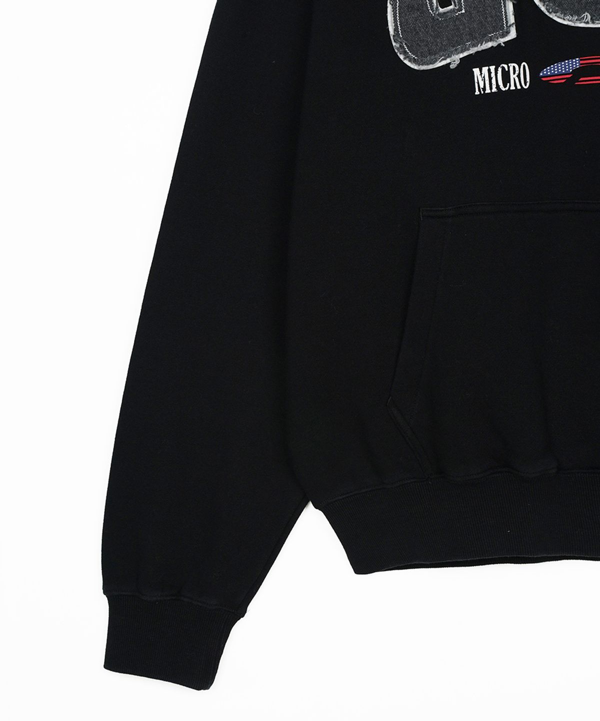 에프디알(FDR) Washing Applique USA Micro Disk Hoodie Black