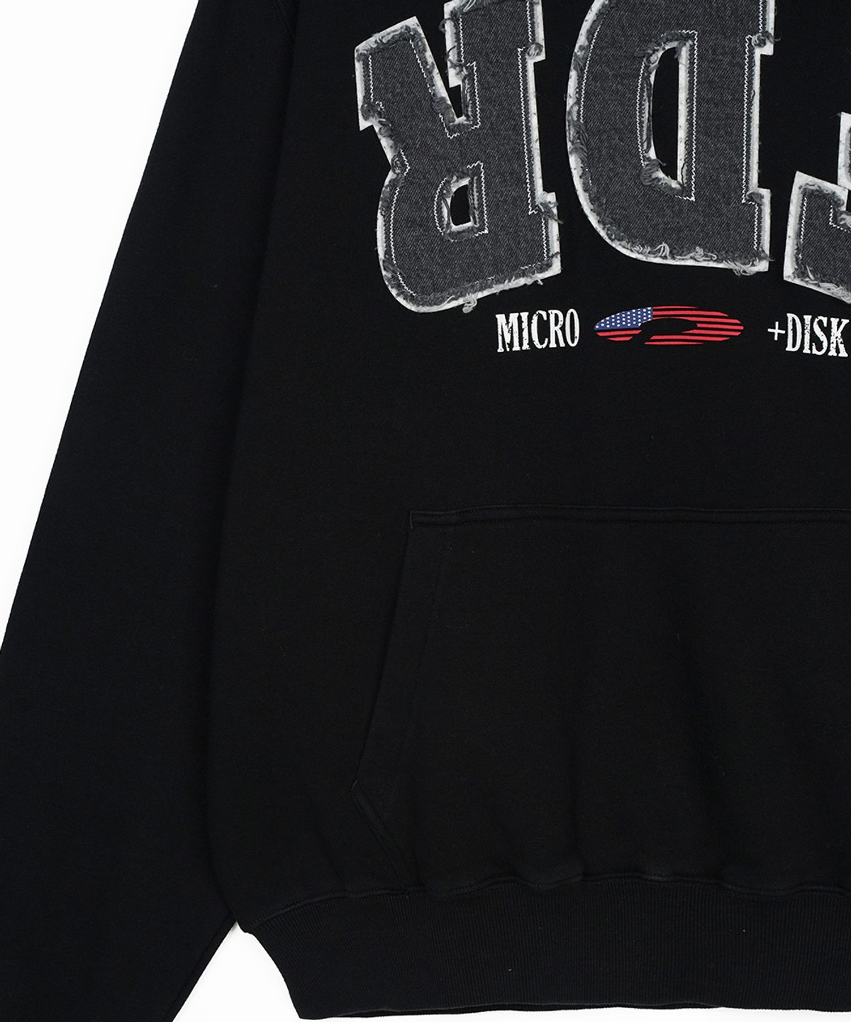 에프디알(FDR) Washing Applique USA Micro Disk Hoodie Black