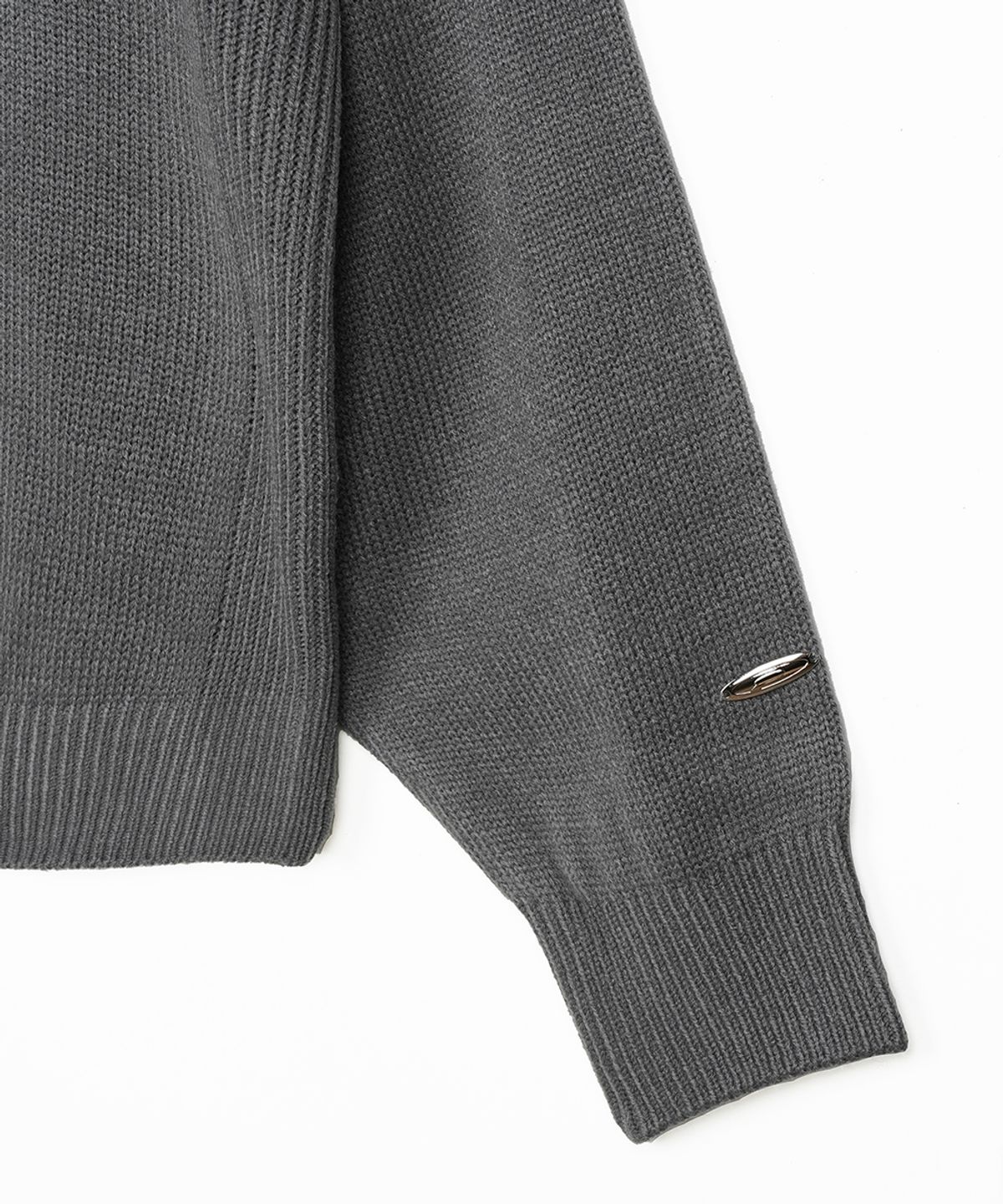 에프디알(FDR) Varigated Logo Plain Hood Knit Charcoal