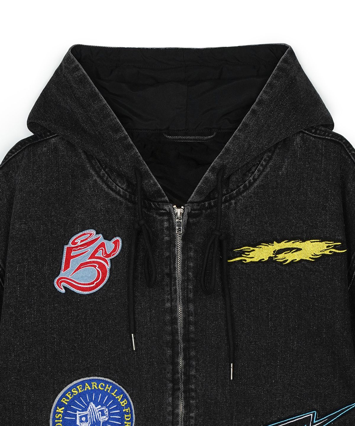 에프디알(FDR) Wappen Twill Work Denim Hood Jacket Black