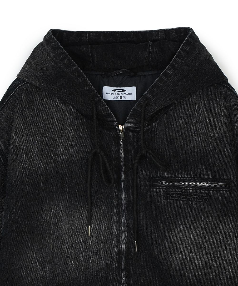 MUSINSA | FDR Heavy Denim Work Hood Quilting Jacket Black