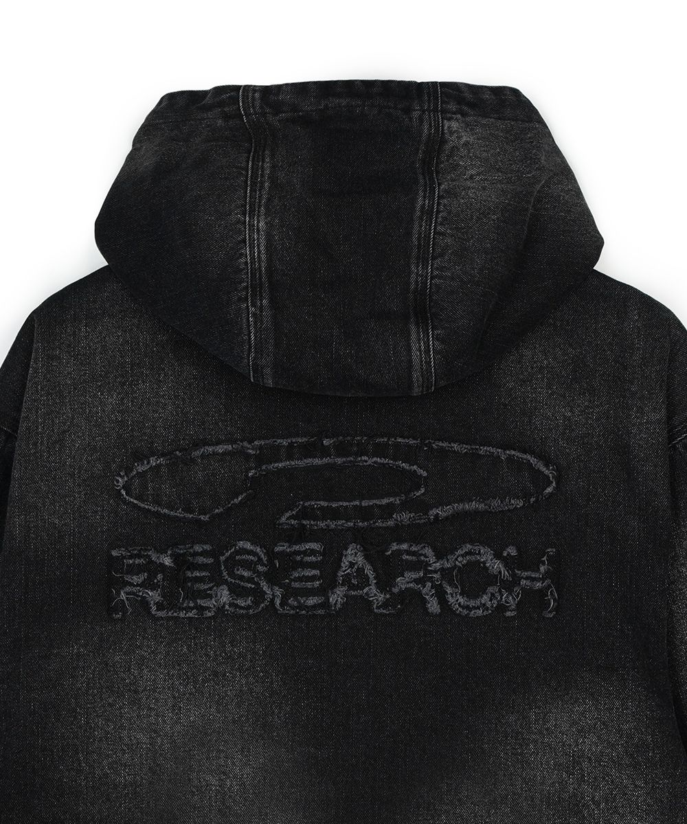 MUSINSA | FDR Heavy Denim Work Hood Quilting Jacket Black