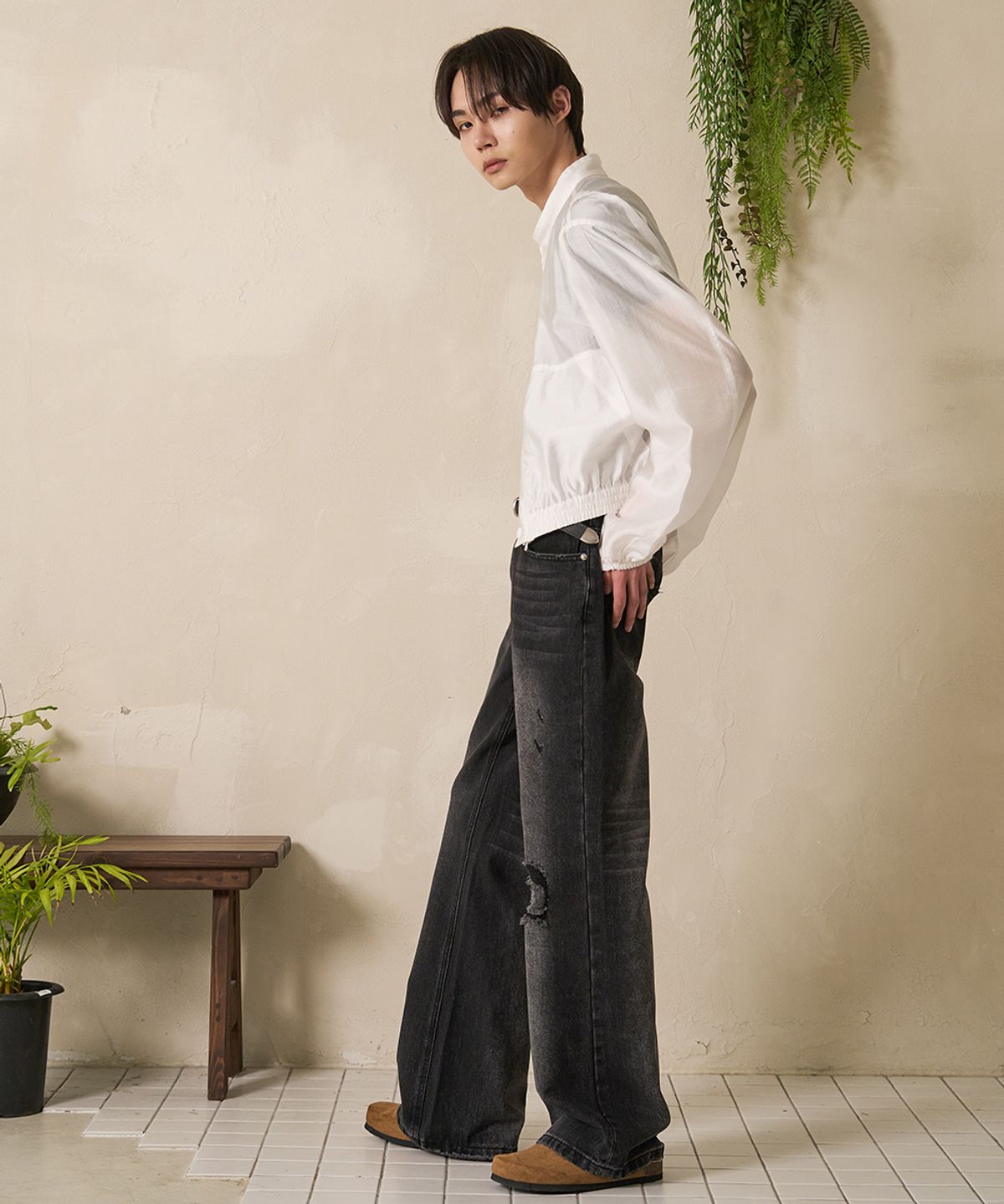 에프디알(FDR) Mans Vintage Flare Fit Denim Jeans Black