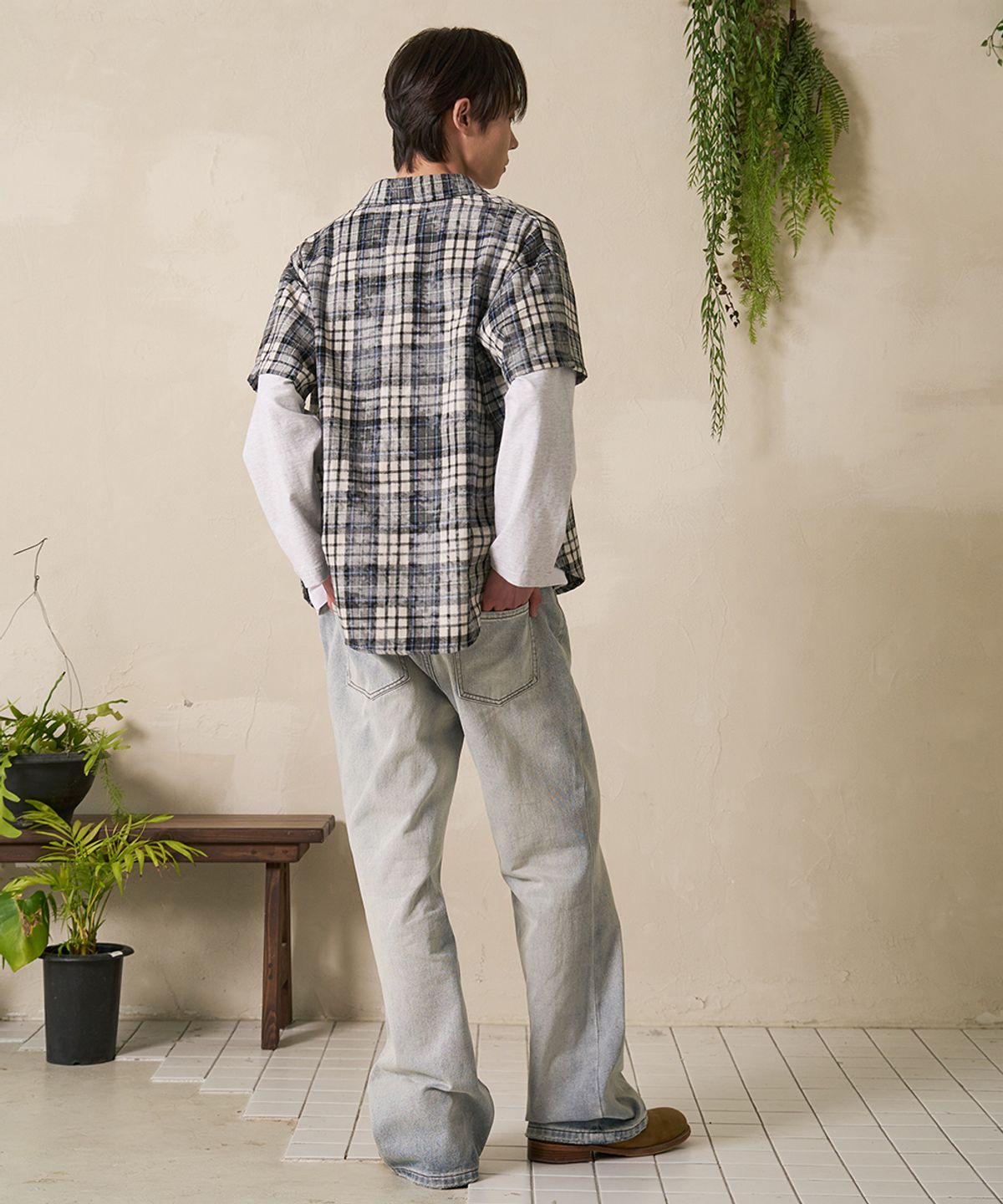 에프디알(FDR) Mans Vintage Flare Fit Denim Jeans Blue