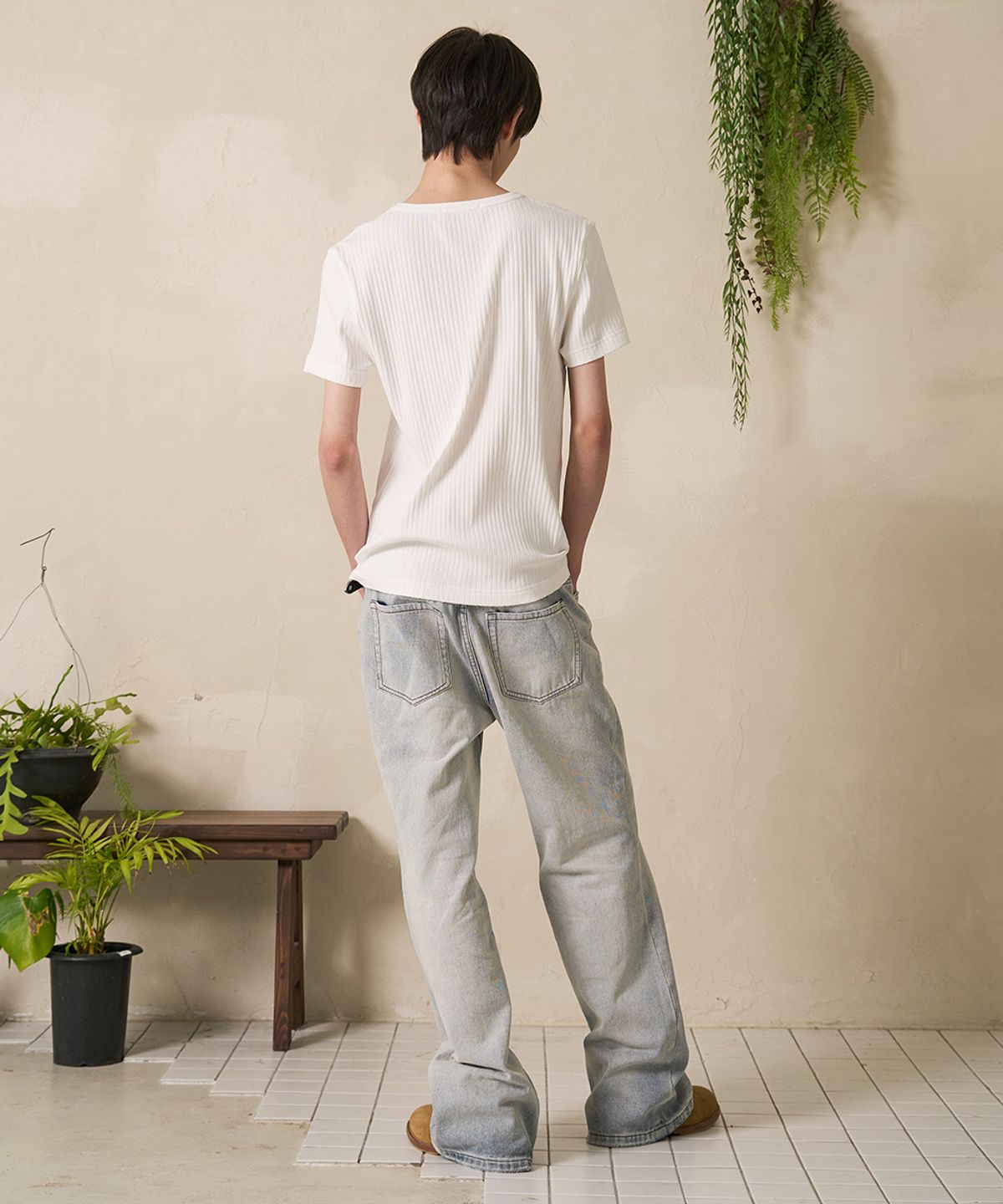 에프디알(FDR) Mans Vintage Flare Fit Denim Jeans Blue