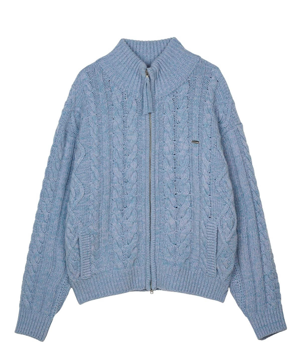 에프디알(FDR) Heavy Cable Zip-Up Knit Cardigan Purple