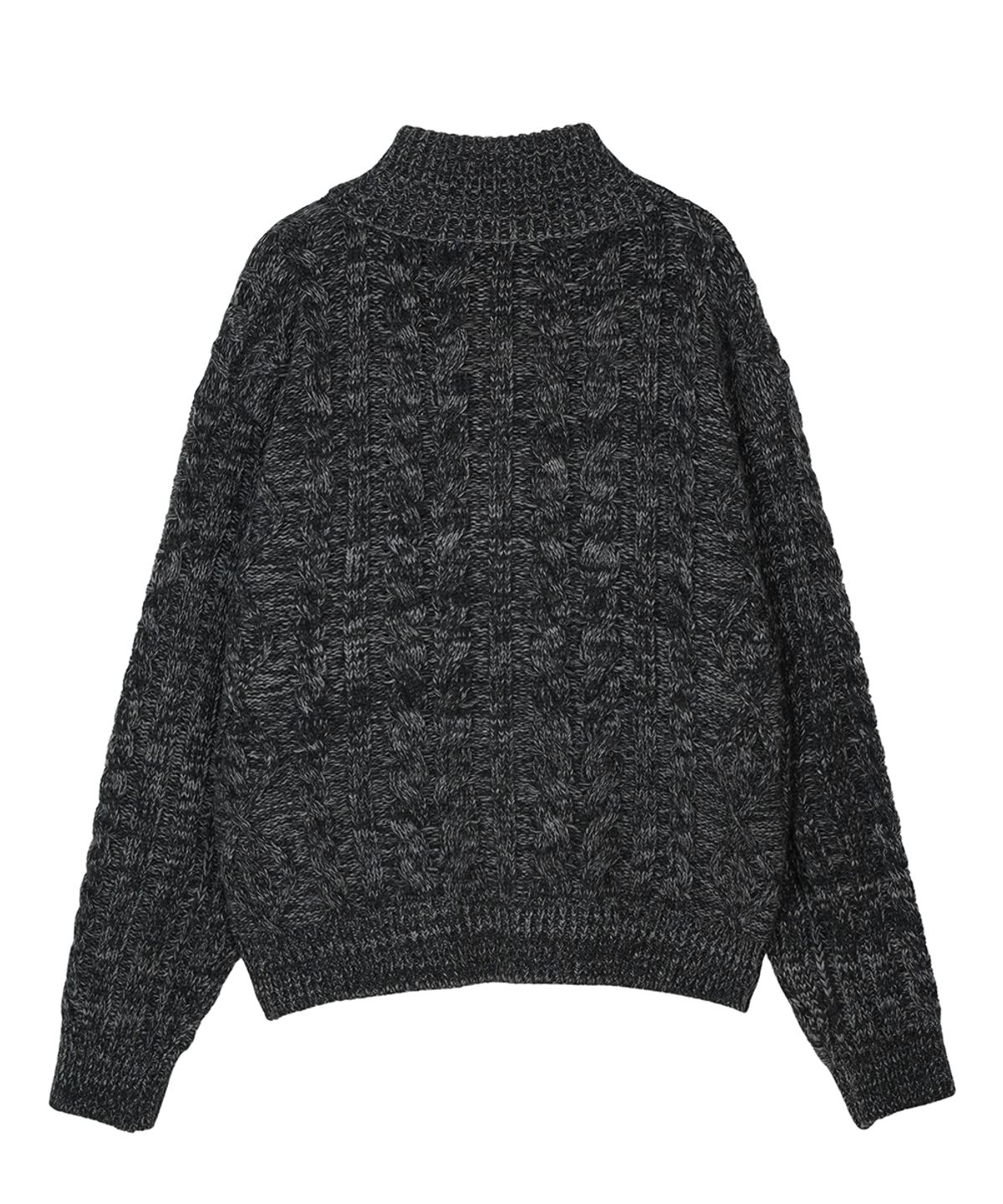 에프디알(FDR) Heavy Cable Zip-Up Knit Cardigan Charcoal