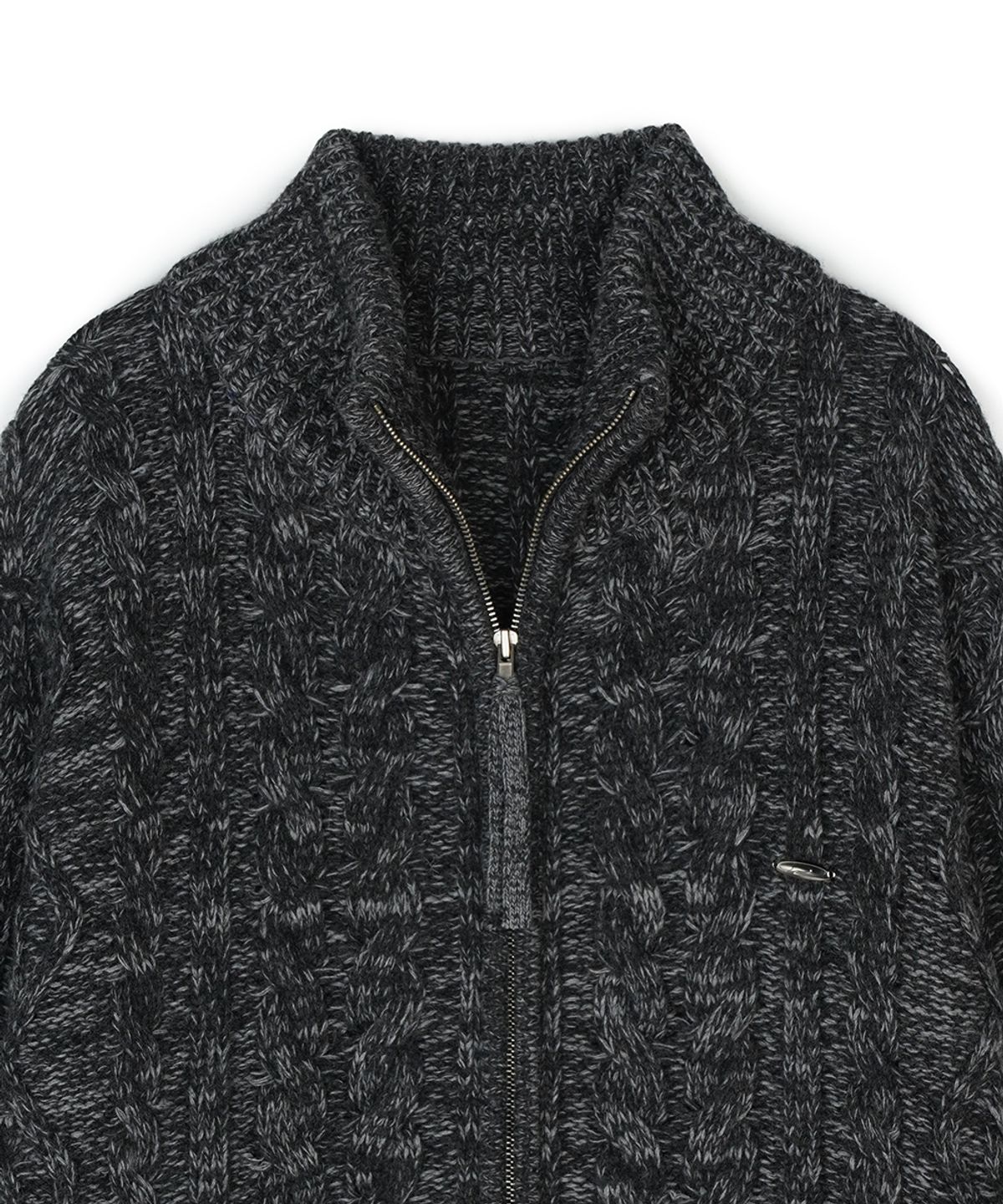 에프디알(FDR) Heavy Cable Zip-Up Knit Cardigan Charcoal
