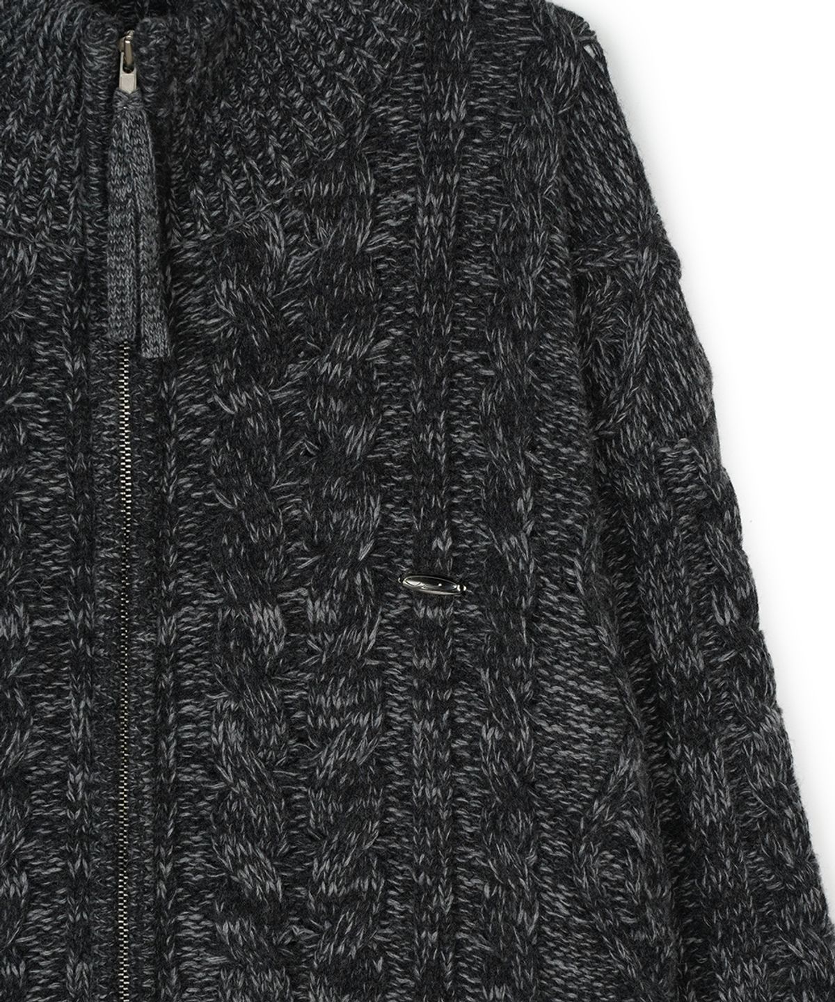 에프디알(FDR) Heavy Cable Zip-Up Knit Cardigan Charcoal