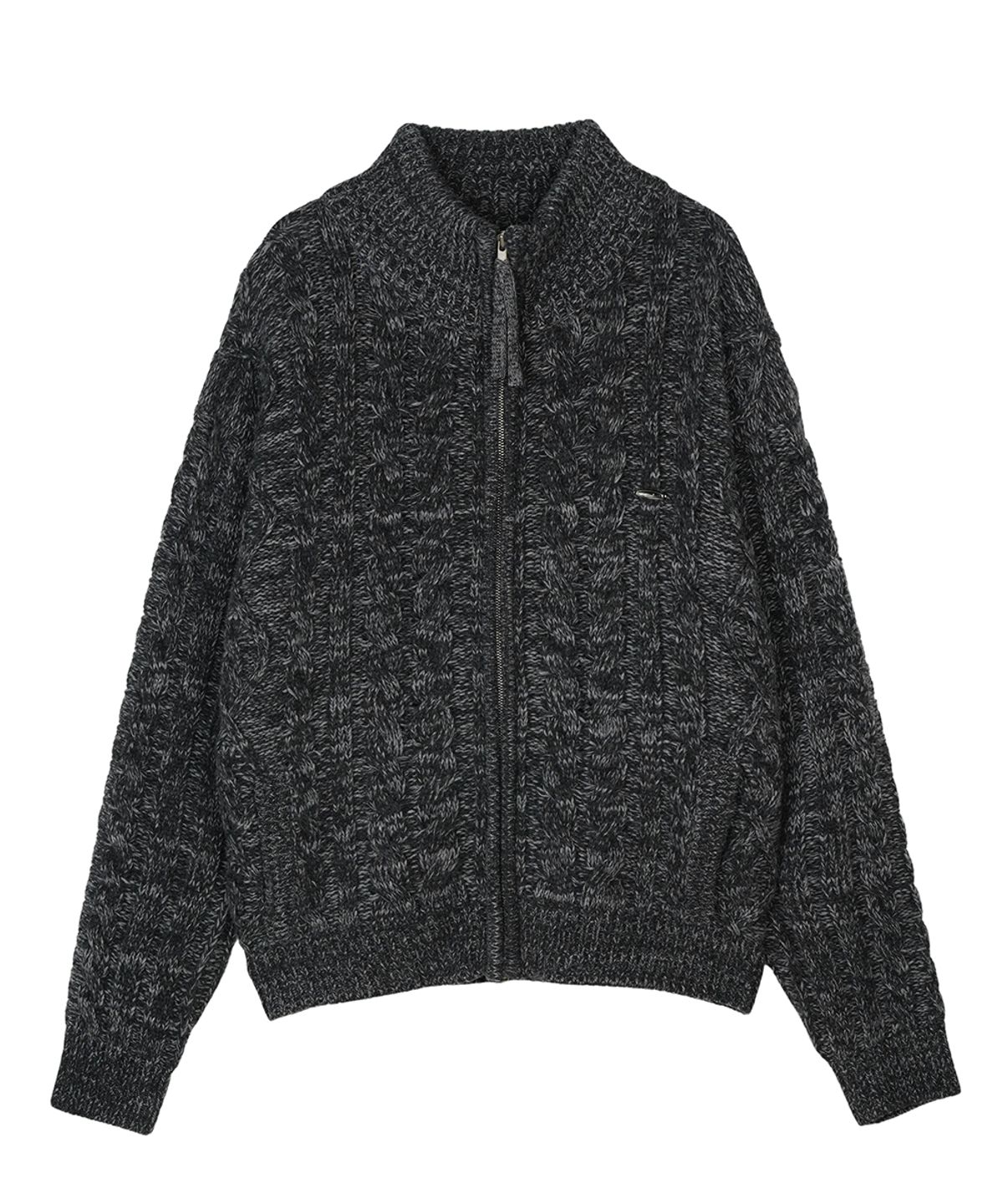 에프디알(FDR) Heavy Cable Zip-Up Knit Cardigan Charcoal