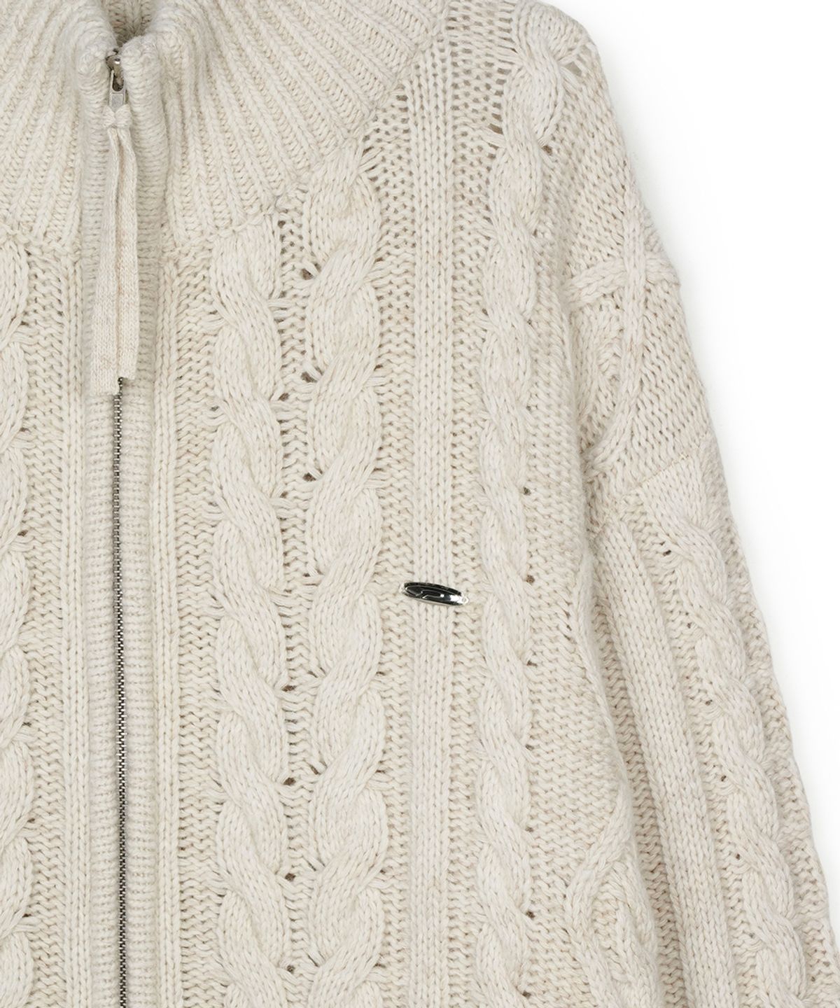 에프디알(FDR) Heavy Cable Zip-Up Knit Cardigan Oatmeal