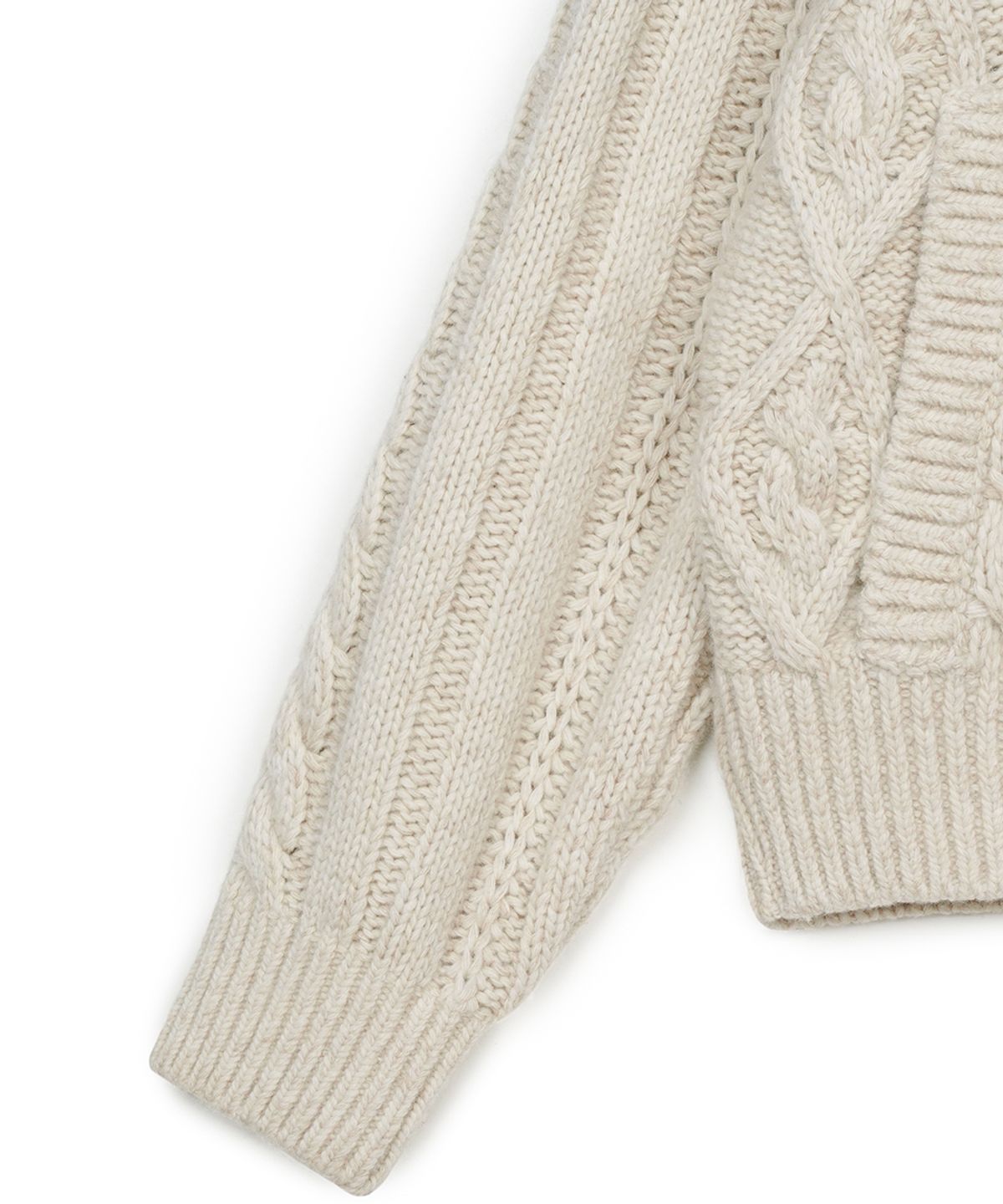 에프디알(FDR) Heavy Cable Zip-Up Knit Cardigan Oatmeal