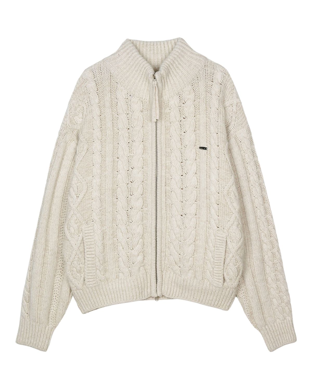 에프디알(FDR) Heavy Cable Zip-Up Knit Cardigan Oatmeal