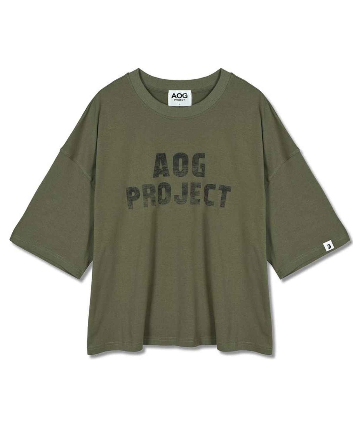 에이오지프로젝트(AOG PROJECT) 빈티지 프린트 오버사이즈 티셔츠 (카키)