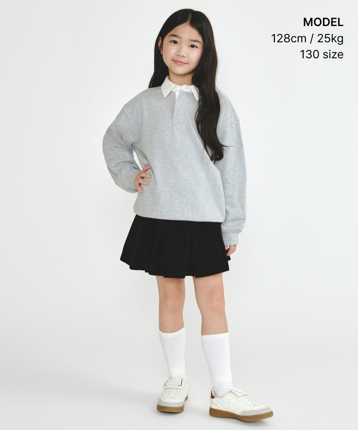 무신사 스탠다드 키즈(MUSINSA STANDARD KIDS) 코듀로이 밴딩 플리츠 스커트 [블랙]