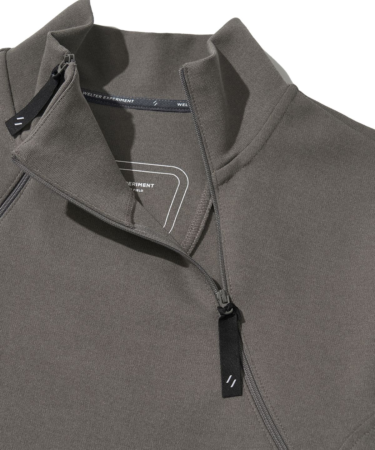 웰터 익스페리먼트(WELTER EXPERIMENT) DOUBLE HALF ZIP SWEATSHIRT_GRAY_WOL091