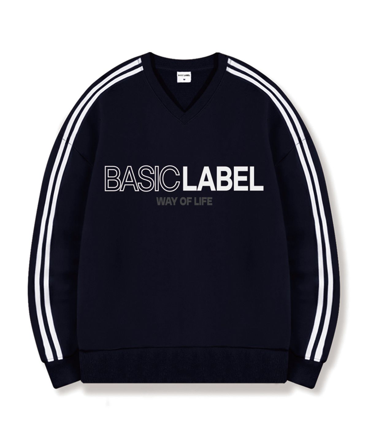 베이직라벨(BASIC LABEL) Red Line Oversized Track V-Neck Sweatshirt 5 Color [BLBV_2002]