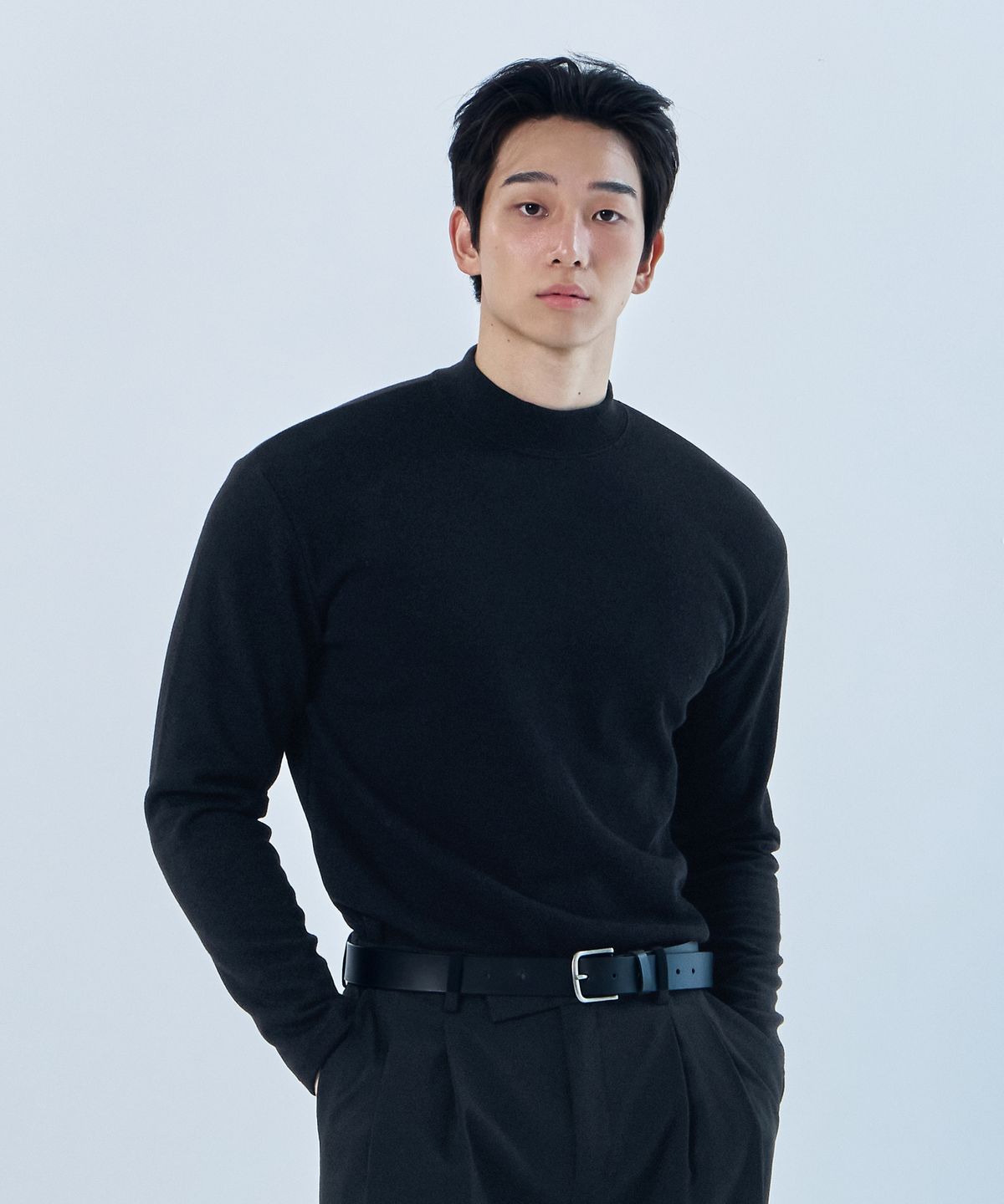 나인제트(NINEZ) [2PACK] 시그니처 모크넥 머슬핏 긴팔 티셔츠