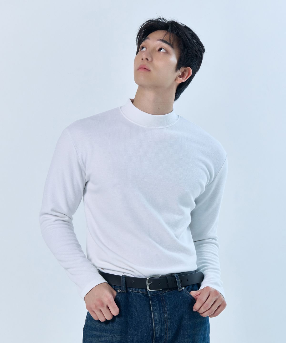 나인제트(NINEZ) [2PACK] 시그니처 모크넥 머슬핏 긴팔 티셔츠
